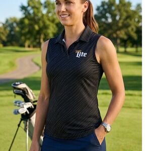 Nike Womens Miller Lite Indianapolis Motor Speedway Golf Polo Black AJ5339-010 M